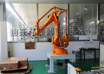 箱裝白糖全自動碼垛機(jī) 紙箱智能碼垛設(shè)備現(xiàn)場