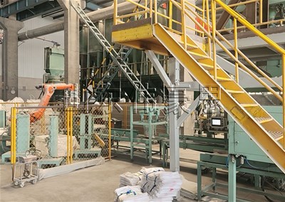 澆注料自動包裝碼垛線 全自動包裝碼垛機(jī)案例