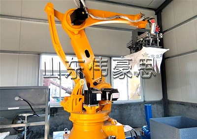 塑膠顆粒拆包機(jī)器人 全自動(dòng)破袋機(jī)客戶(hù)現(xiàn)場(chǎng)